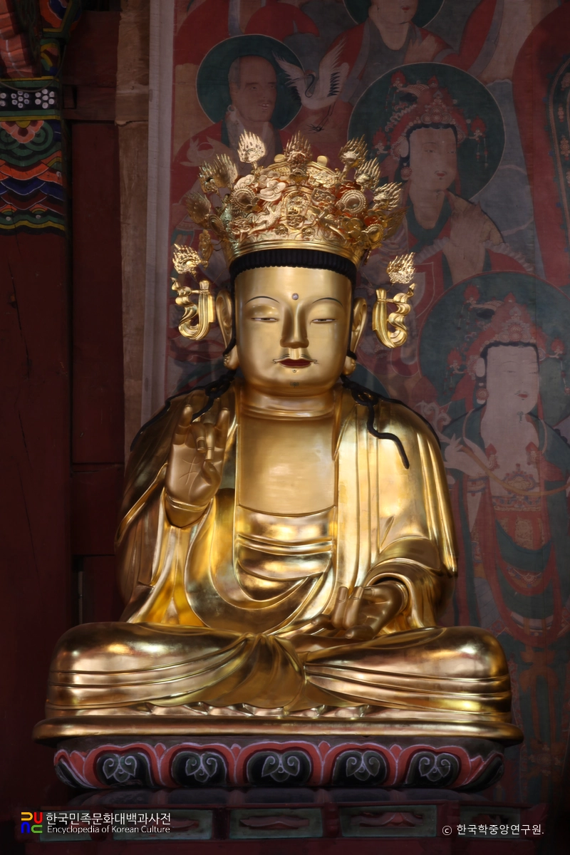 진주 청곡사 목조석가여래삼존좌상 중 우협시