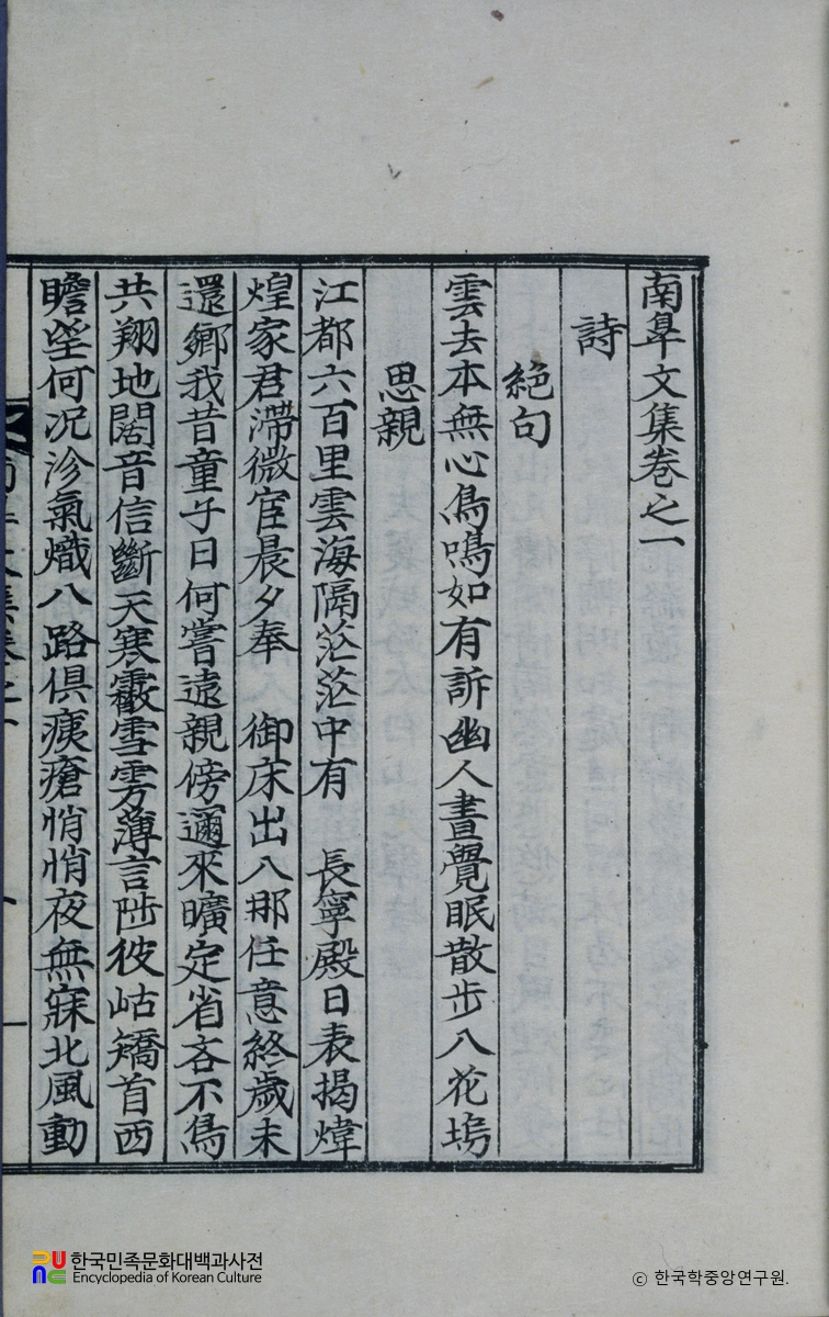 김상련의 남고문집 중 권수면