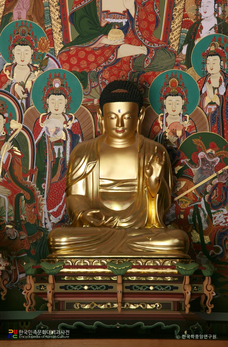 공주 동학사 목조석가여래삼불좌상 / 약사불좌상