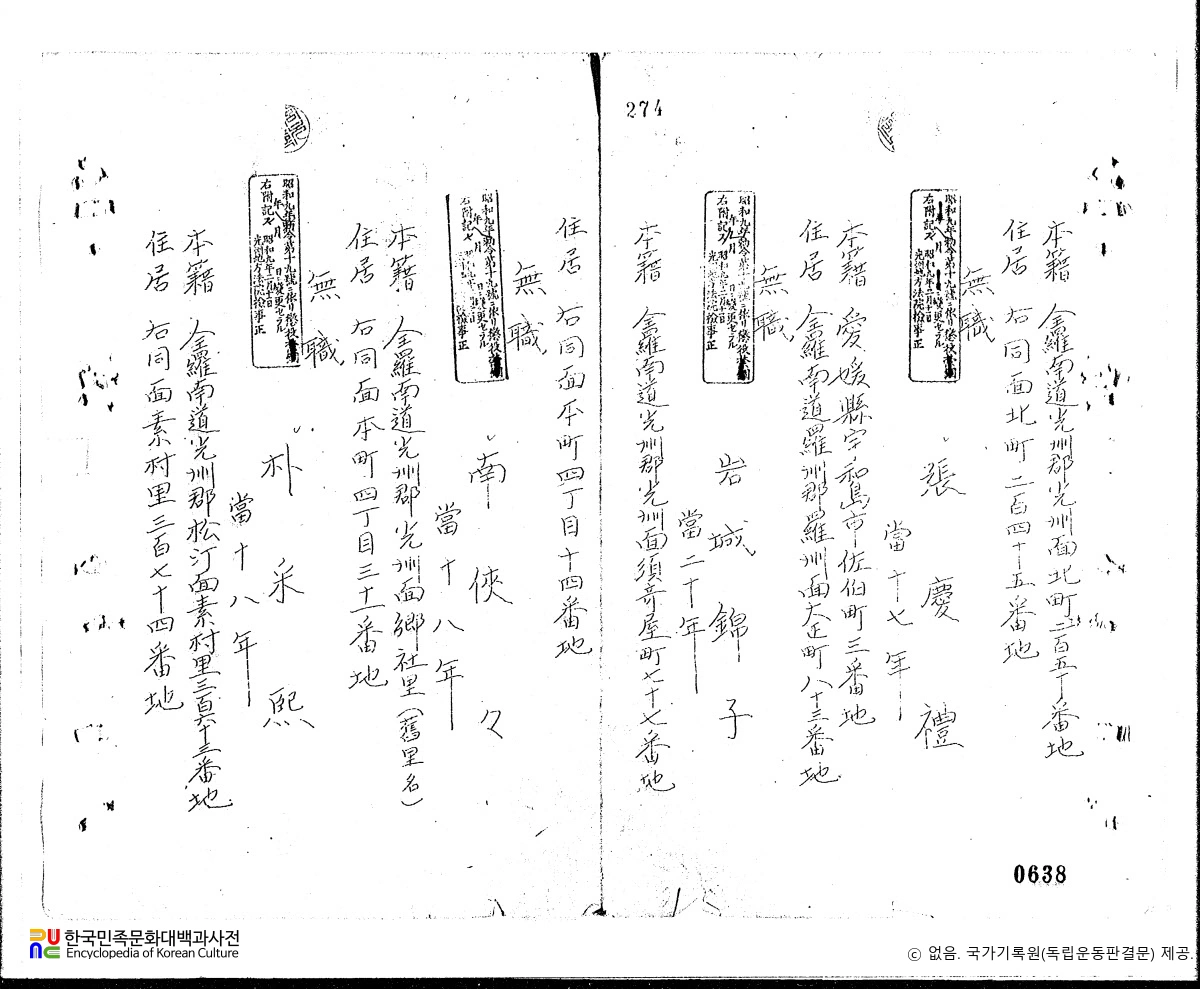 장경례(張慶禮)　/　독립운동 관련 일제 판결문(19301006)