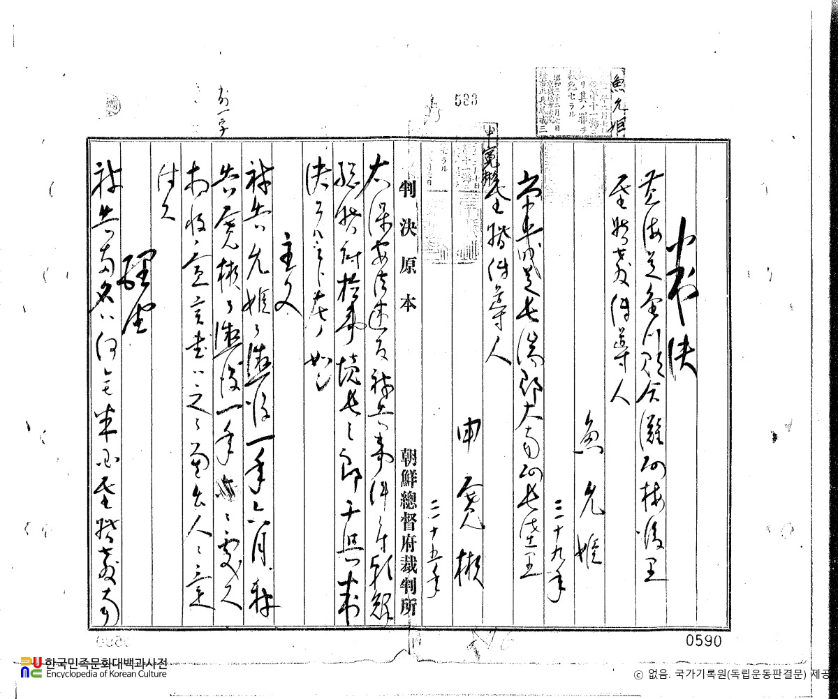 신관빈(申寬彬)　/　독립운동 관련 일제 판결문(19190411)