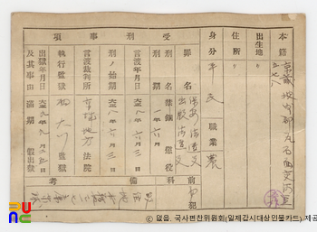 임명애(林明愛)　/　일제감시대상인물카드(카드번호)