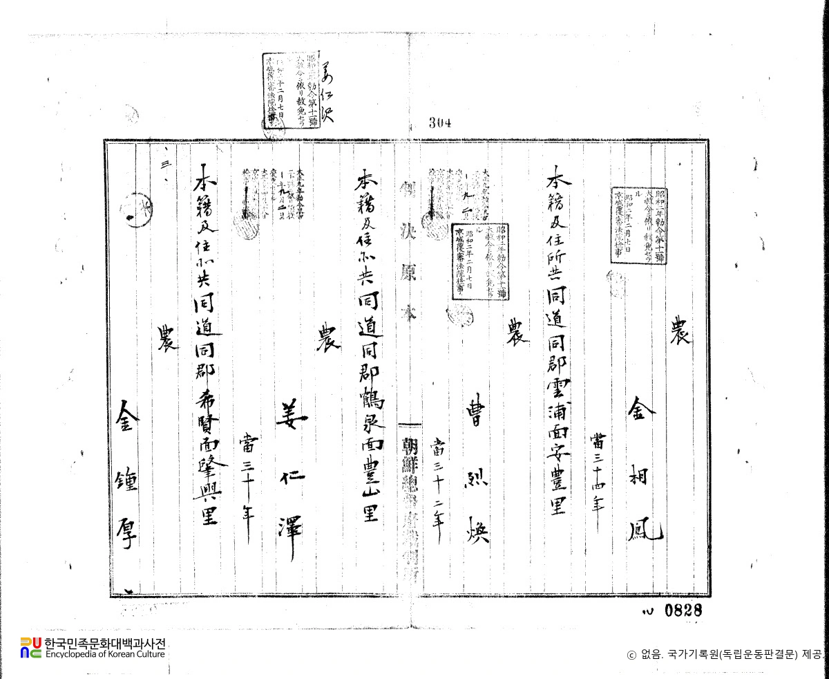 강인택(姜仁澤)　/　독립운동 관련 일제 판결문(19190614)