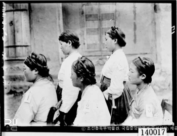 조선인 신체 측정 사진　/　제주도 여자 체격측정