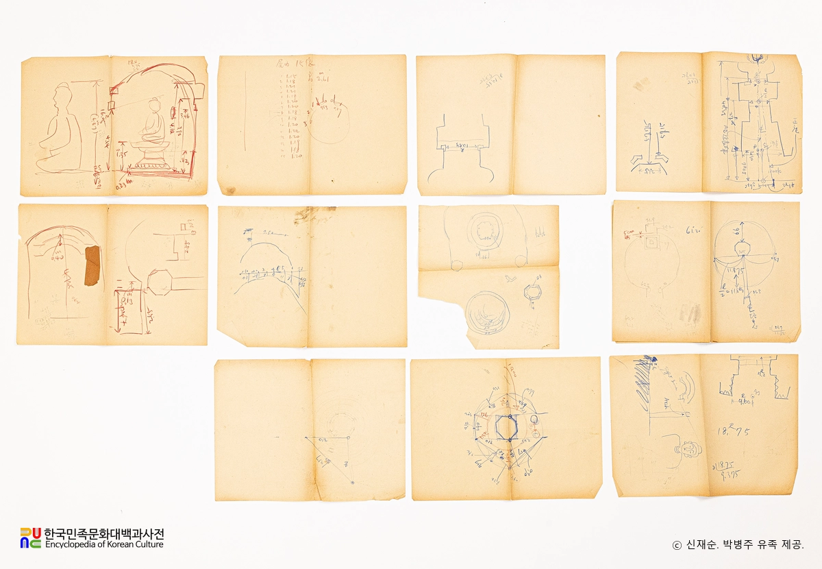 석굴암 실 측 스케치 원도