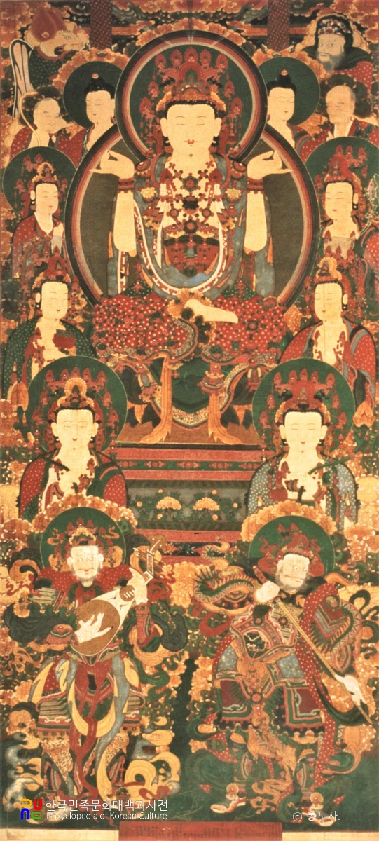 양산 통도사 대광명전 삼신불도