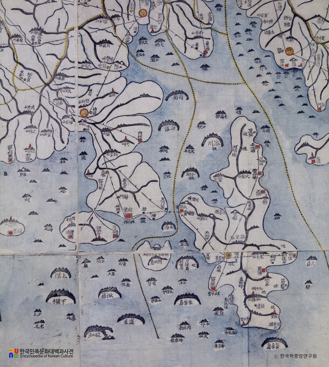 대동여지도 중 경상남도 거제, 통영 부분