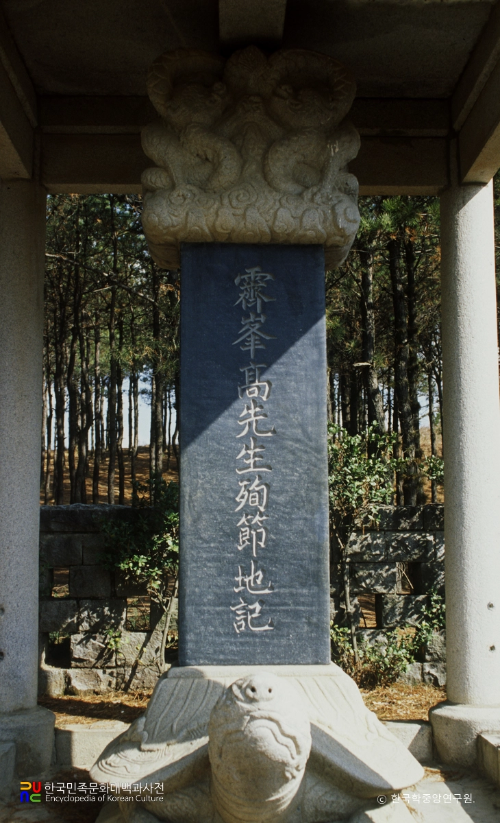 금산 고경명 선생비 정면