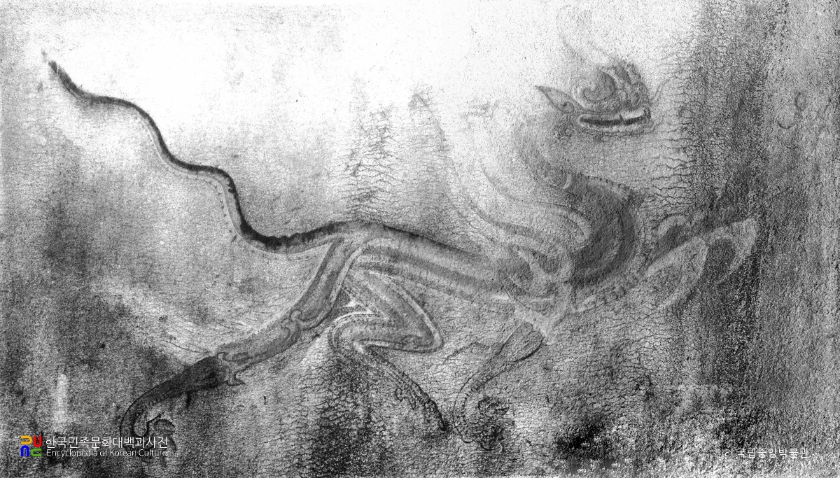 평남 강서 강서중묘 현실 동벽 청룡(파노라마)