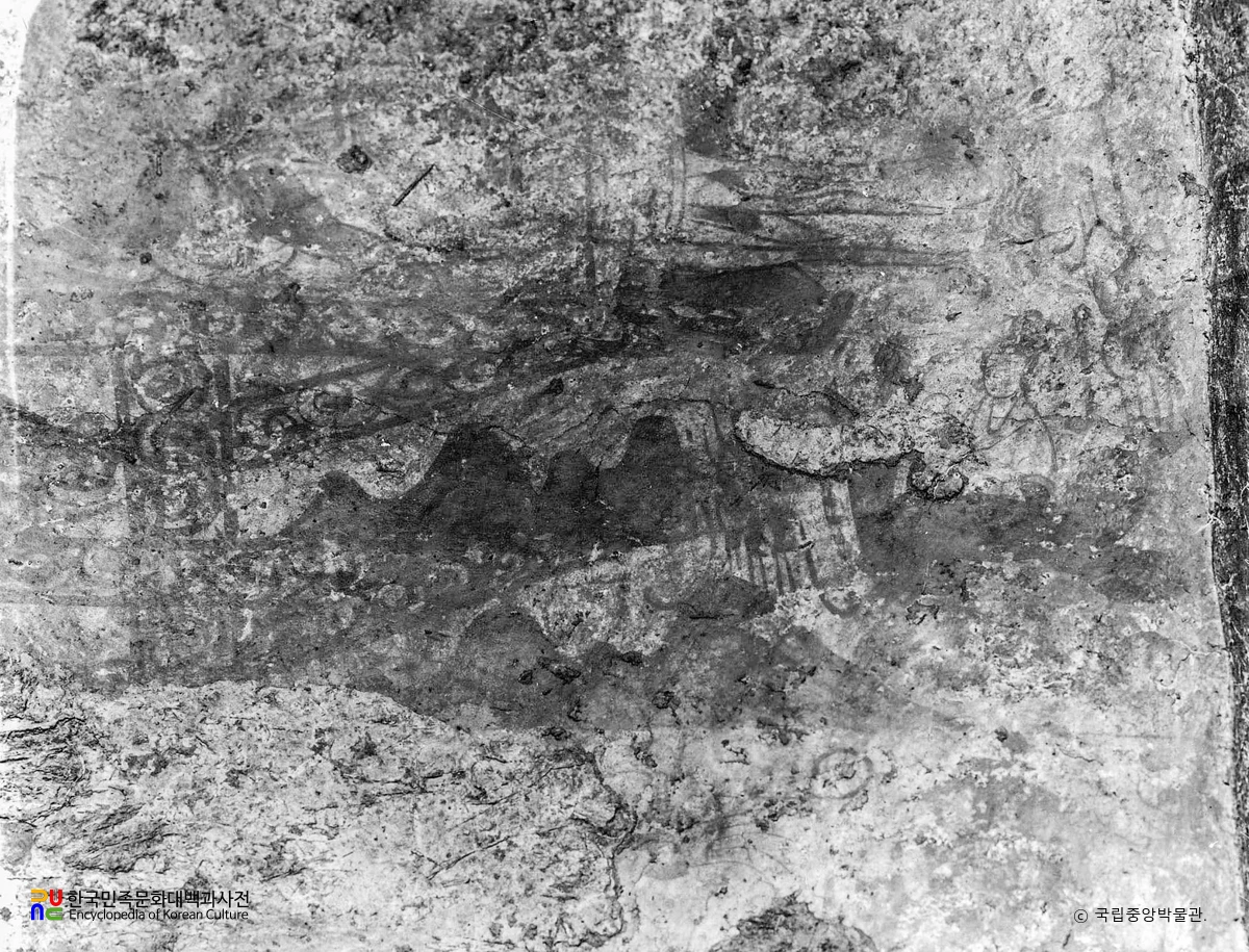 평안남도 용강 감신총 전실 서벽 감 상부 벽화