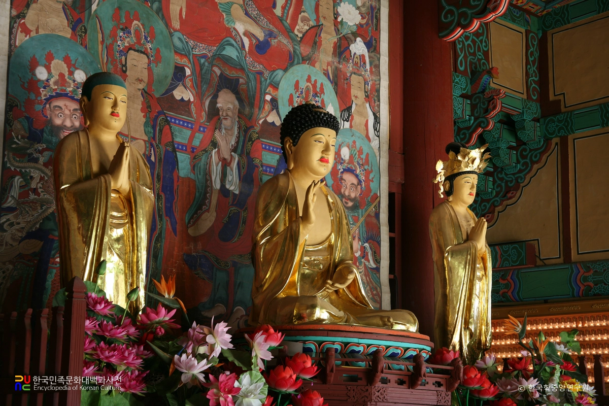 금산 신안사 아미타삼존불상