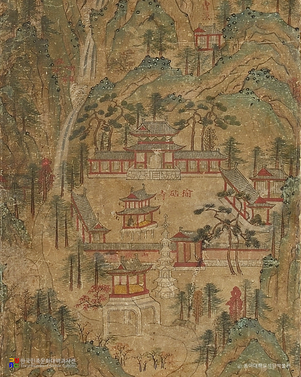 금강전도 12곡병 부분