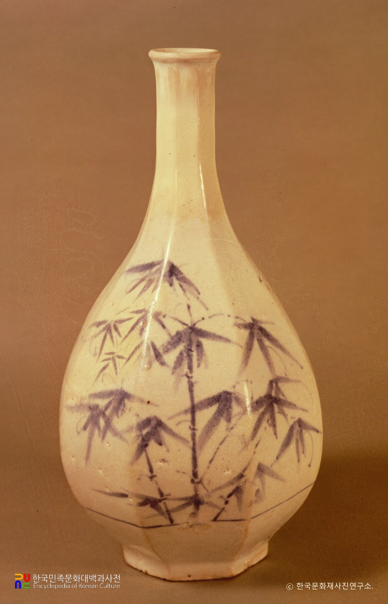 백자 청화죽문 각병