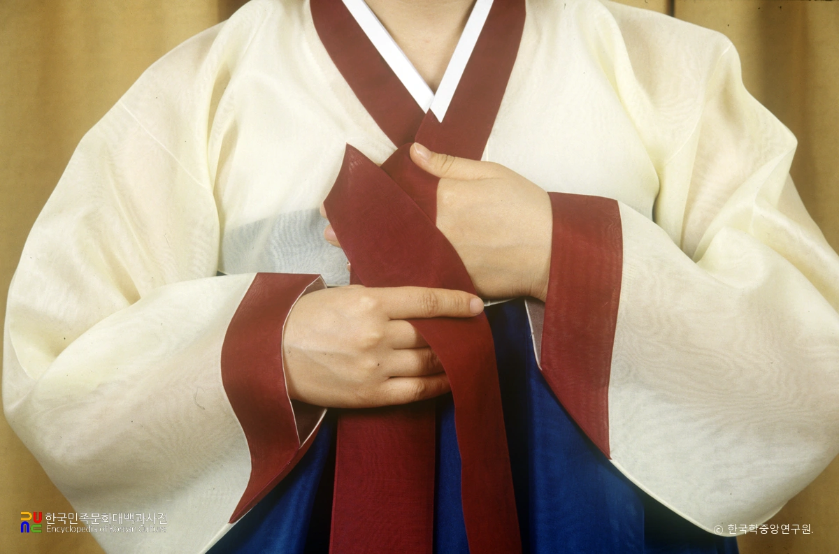 고름 매는 모습