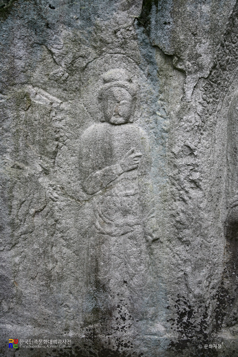 경주 율동 마애여래삼존입상 중 대세지보살