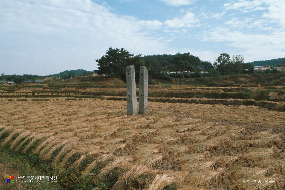 경주 남간사지 당간지주 전경