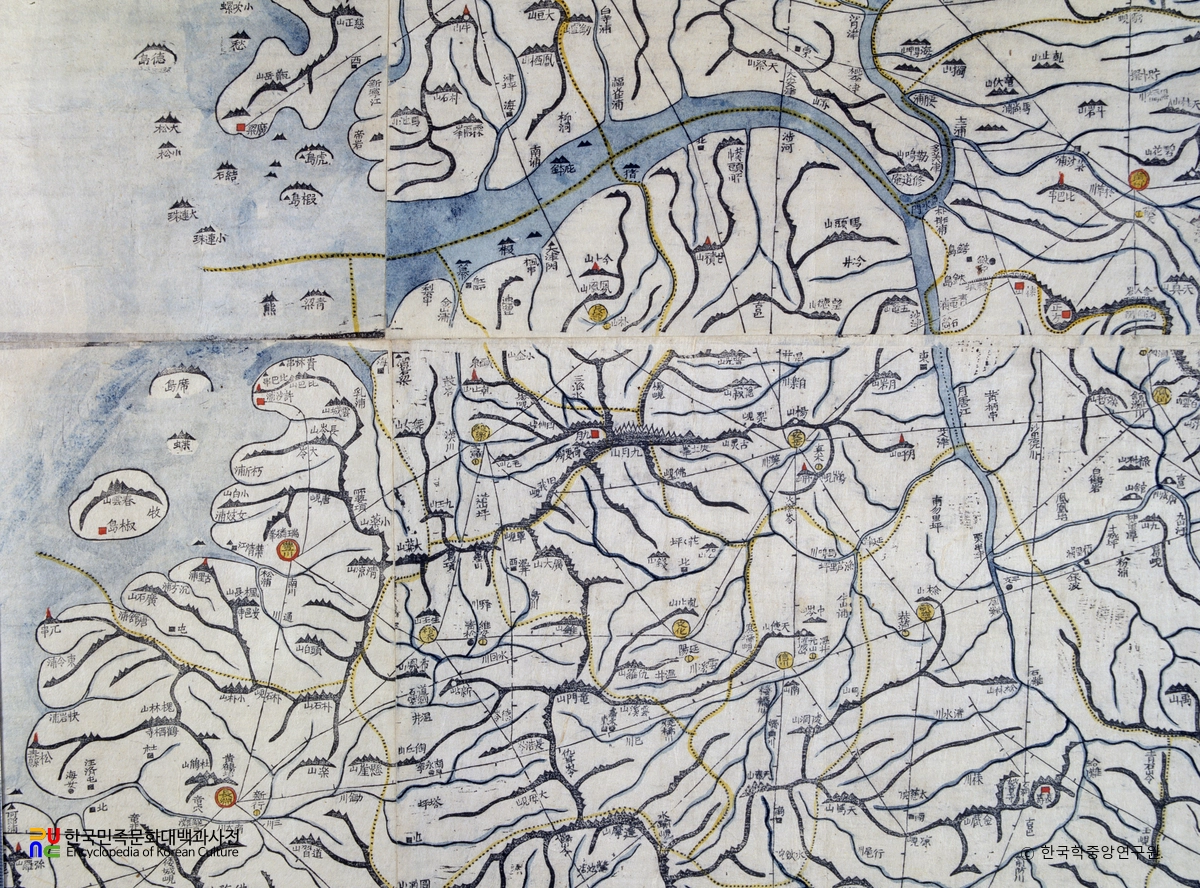 대동여지도 중 황해도 은율, 안악 부분