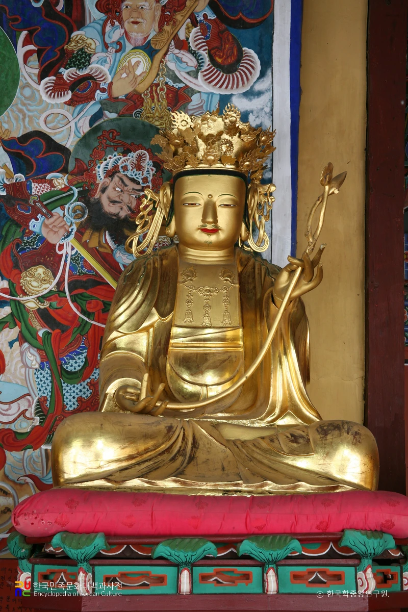 진도 쌍계사 목조삼존불좌상 문수