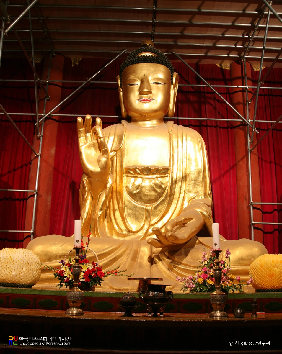 부여 무량사 소조아미타여래삼존좌상