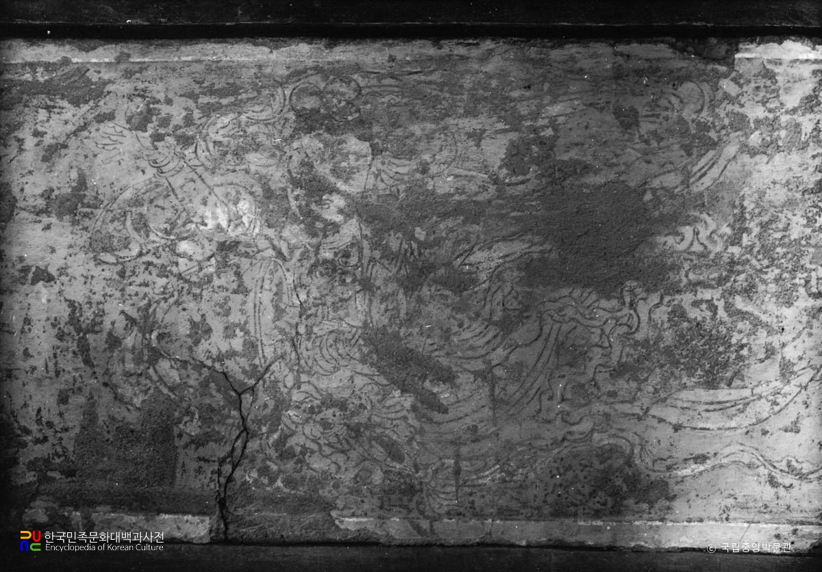 예산 수덕사 대웅전 내부 벽화 주악비천