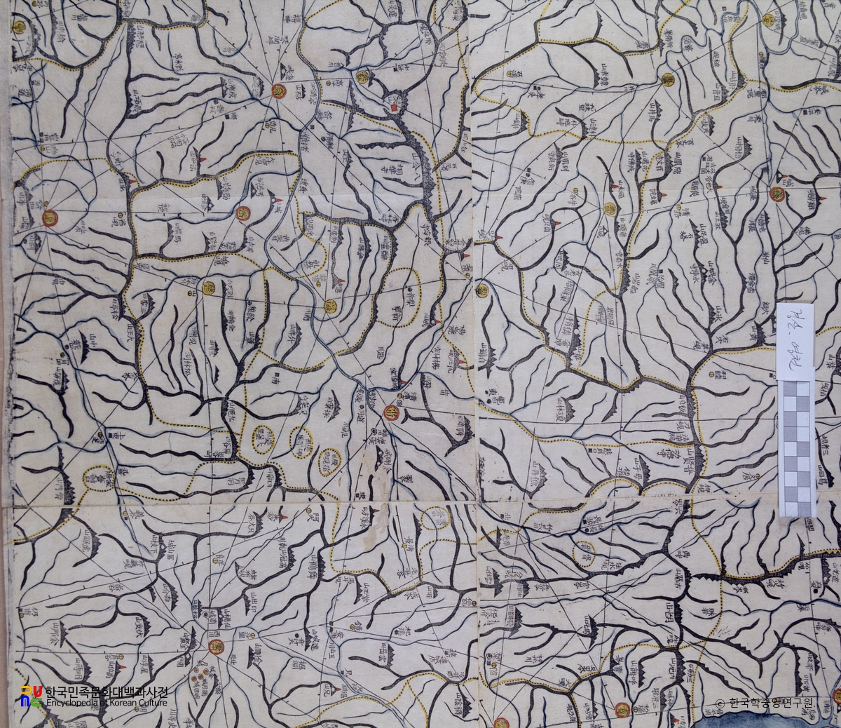 대동여지도 중 경상북도 경산, 영천 부분