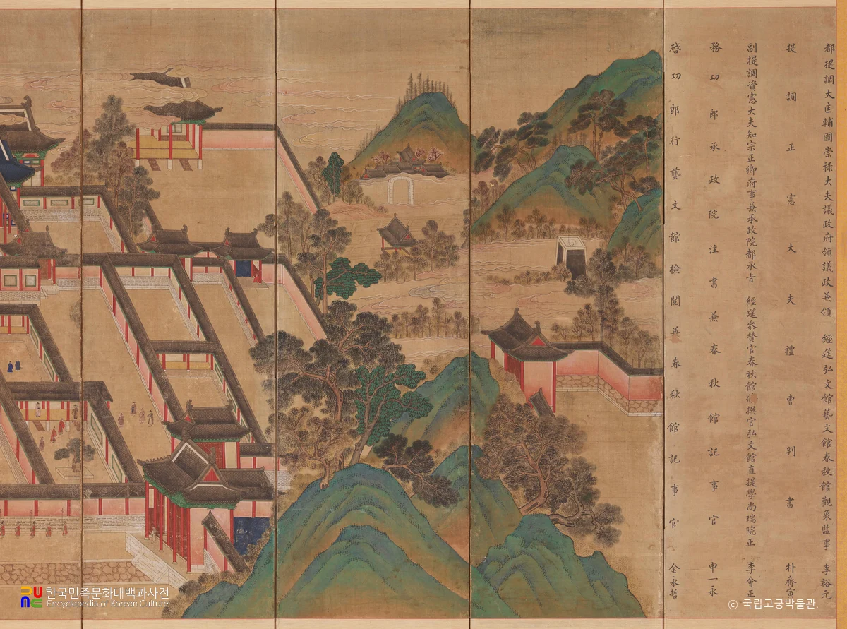 왕세자탄강진하도 병풍 제7-제10폭