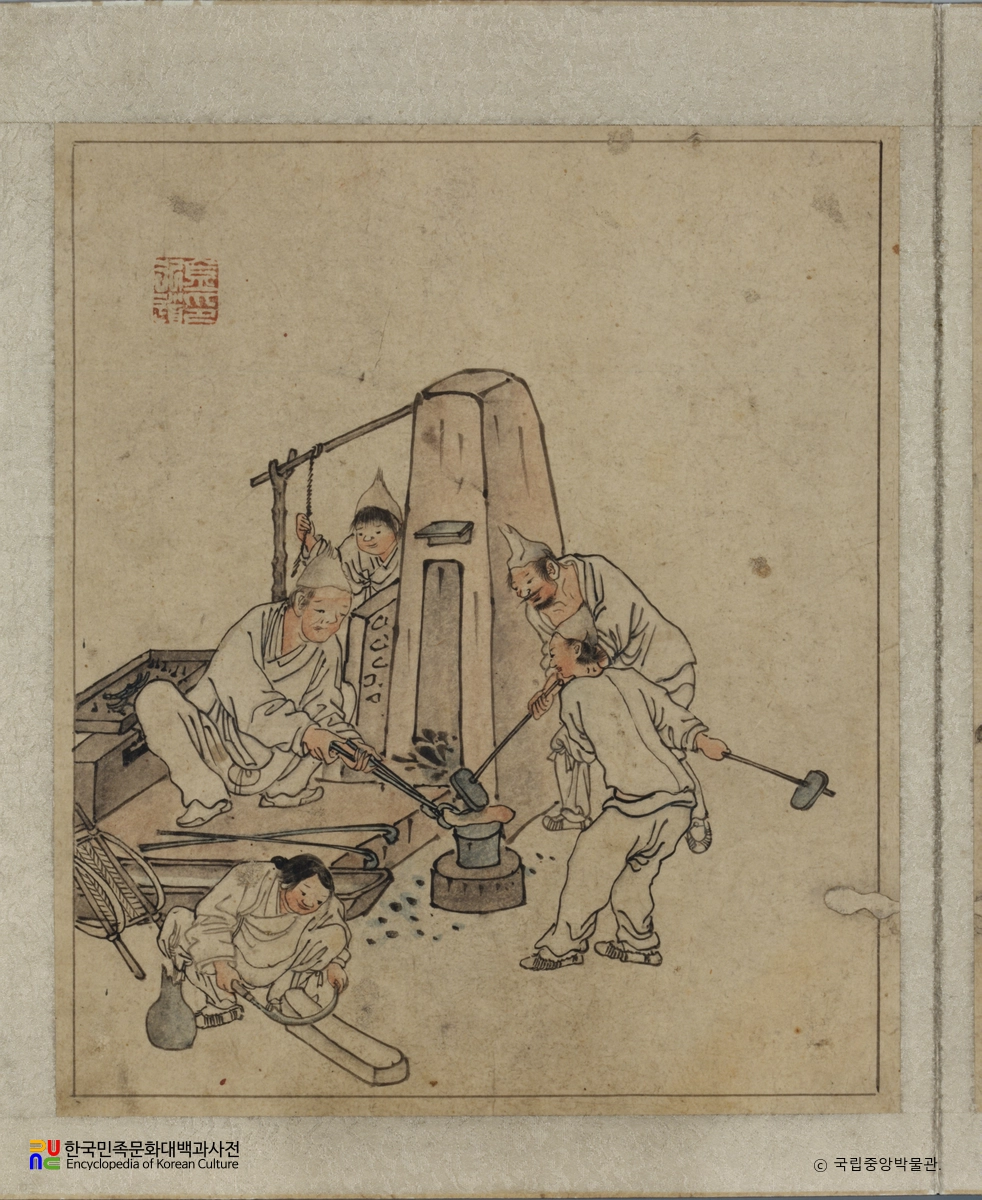 김홍도필 풍속도화첩 중 대장간