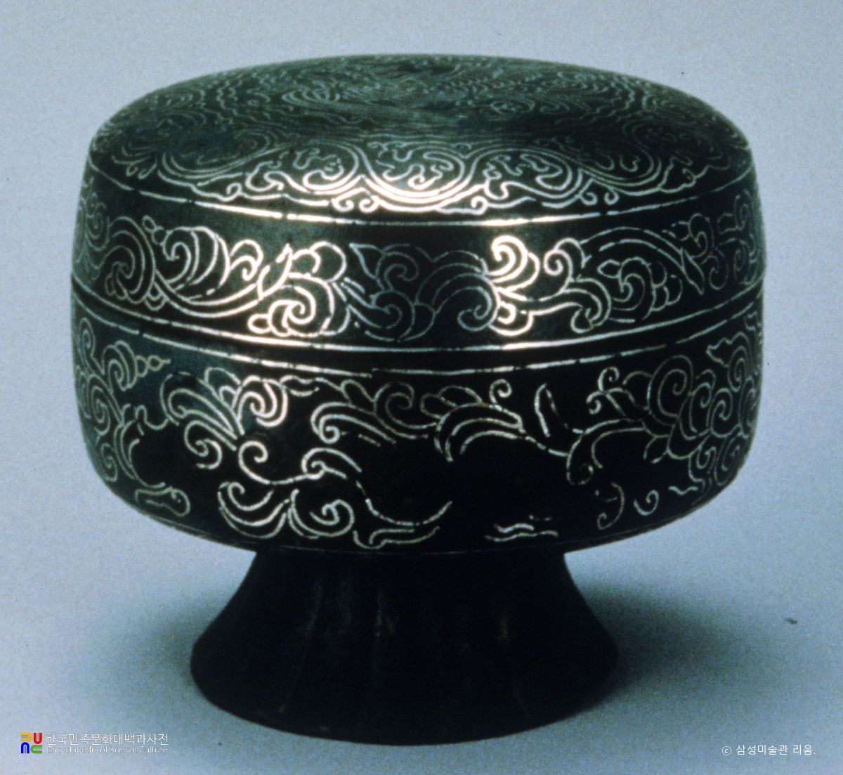 청동은입사당초봉황문향합