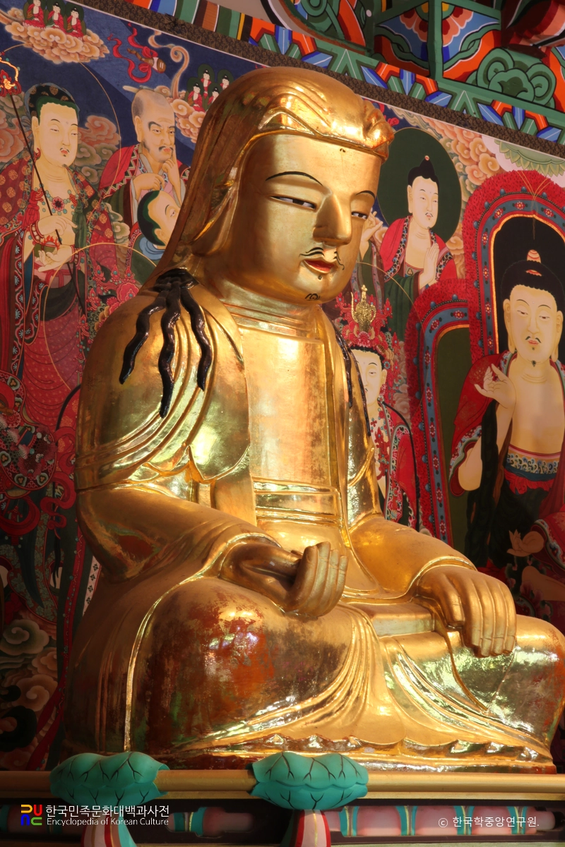 의령 수도사 석조아미타여래삼존상 중 우협시