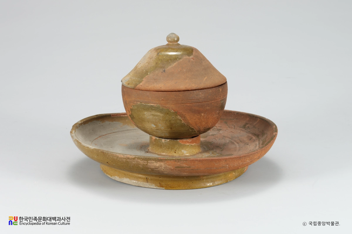 도기 녹유 탁잔