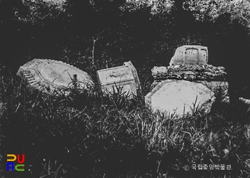 장흥 보림사 보조선사탑 붕괴 상태