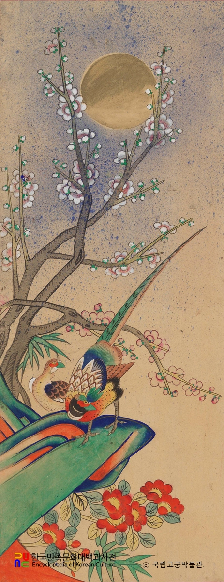 화조도 병풍 제3폭