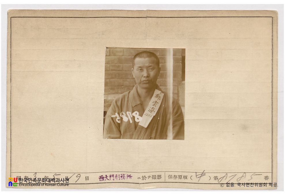 일제 주요감시대상 인물카드 정운해(鄭雲海)_02_전면