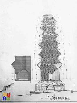 경북 안동 신세동 칠층전탑 정면 실측도