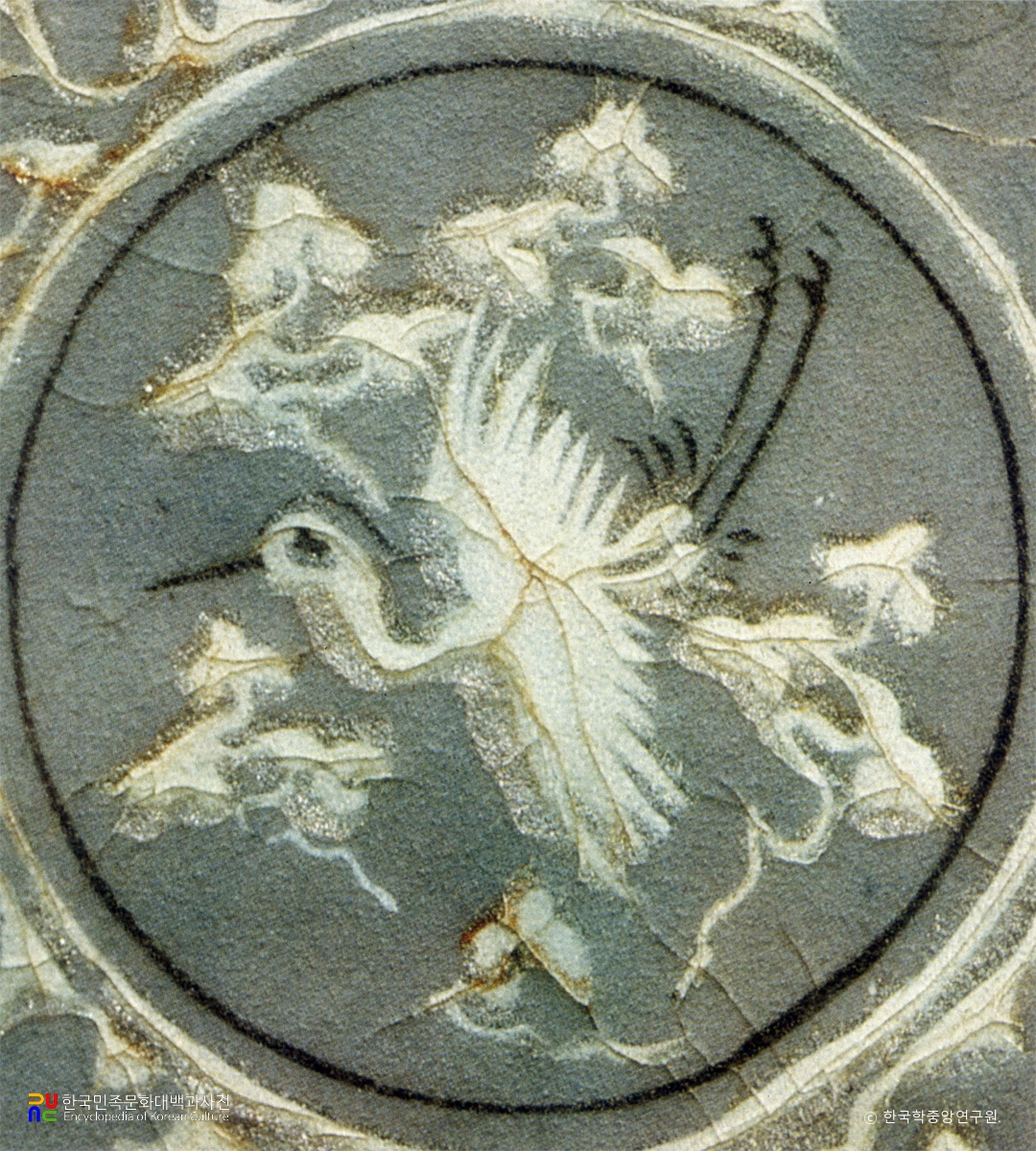 청자 상감운학문 매병 부분