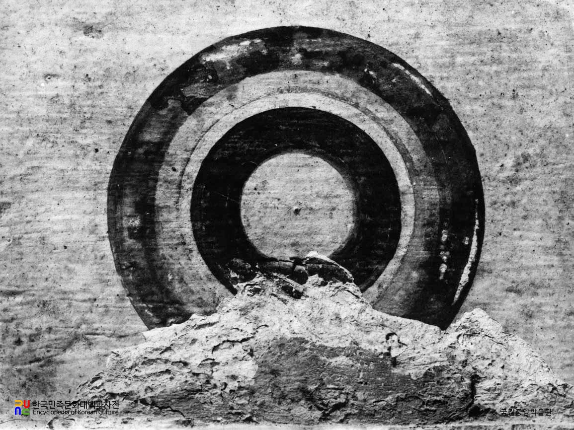 평안남도 대동군 내리 제1호분 현실 모줄임천장 남벽의 동심원문