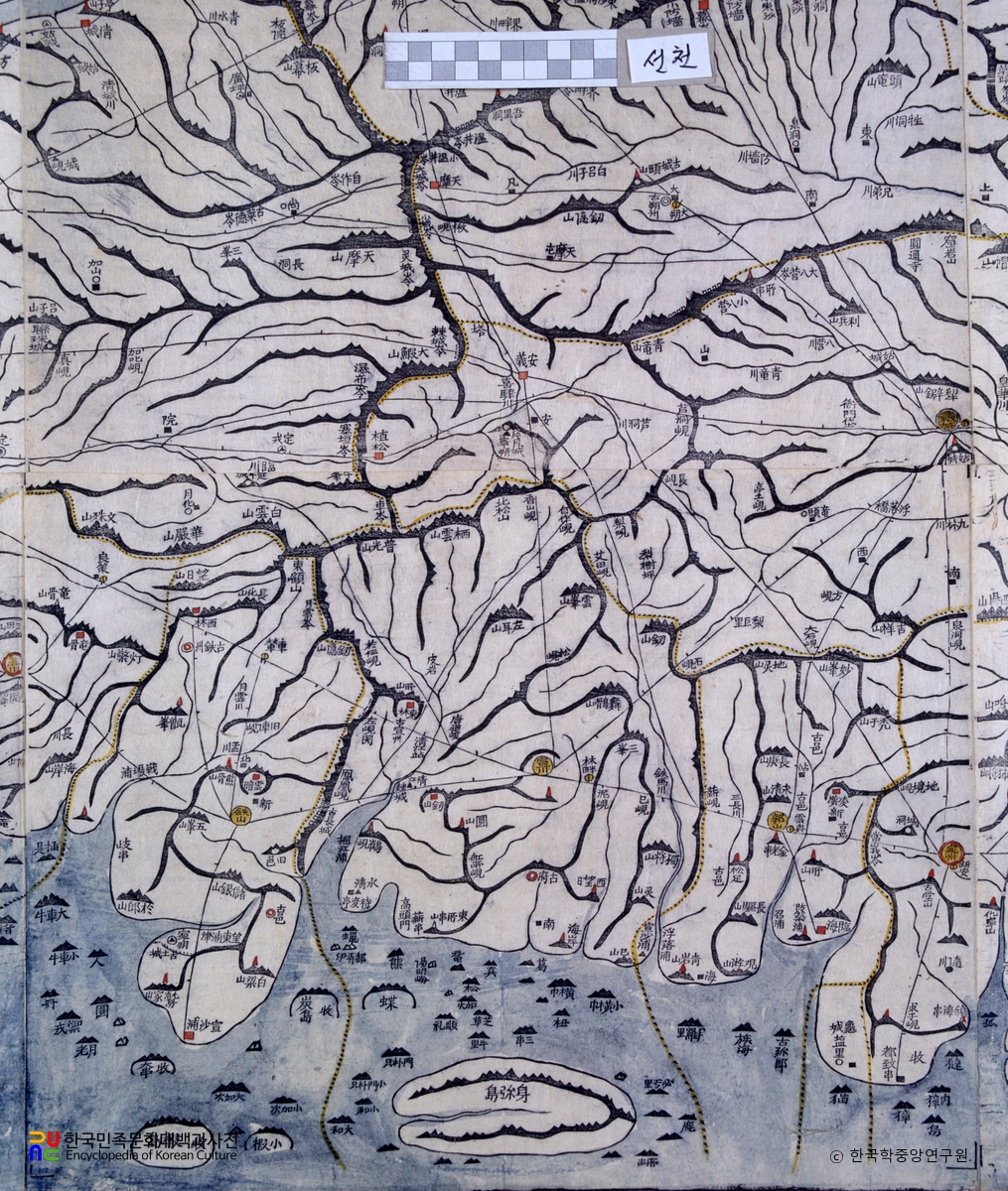 대동여지도 중 평안북도 선천 부분