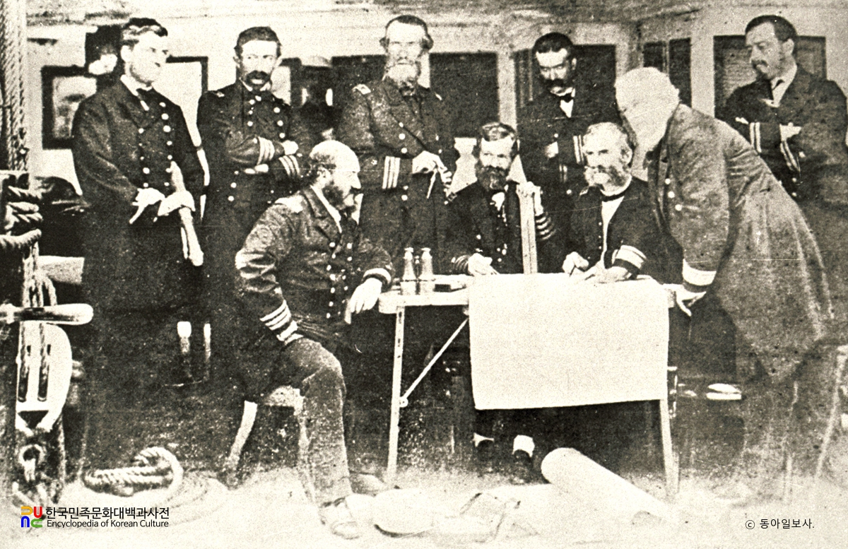 신미양요 당시 회의 중인 미군 수뇌부의 모습