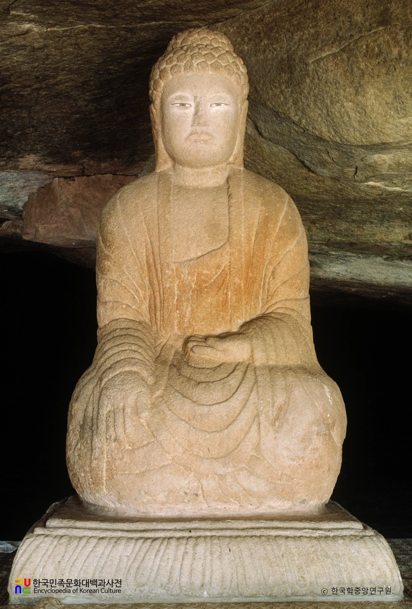 비안면 자락동 석조 여래 좌상