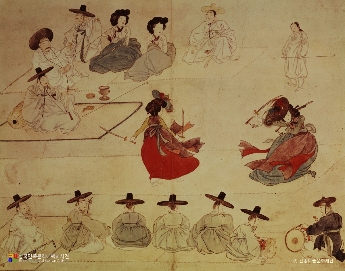 신윤복필 풍속도 화첩/쌍검대무