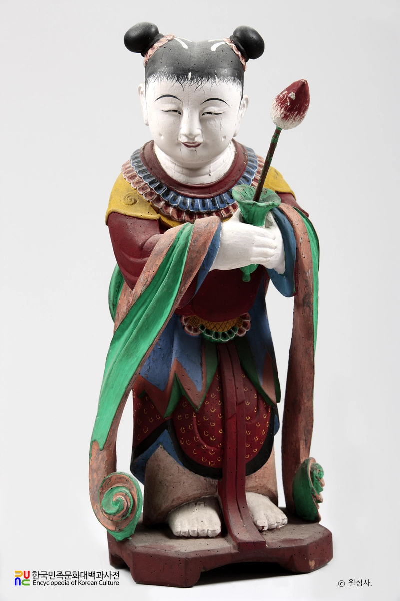 평창 상원사 문수전 목조동자상3