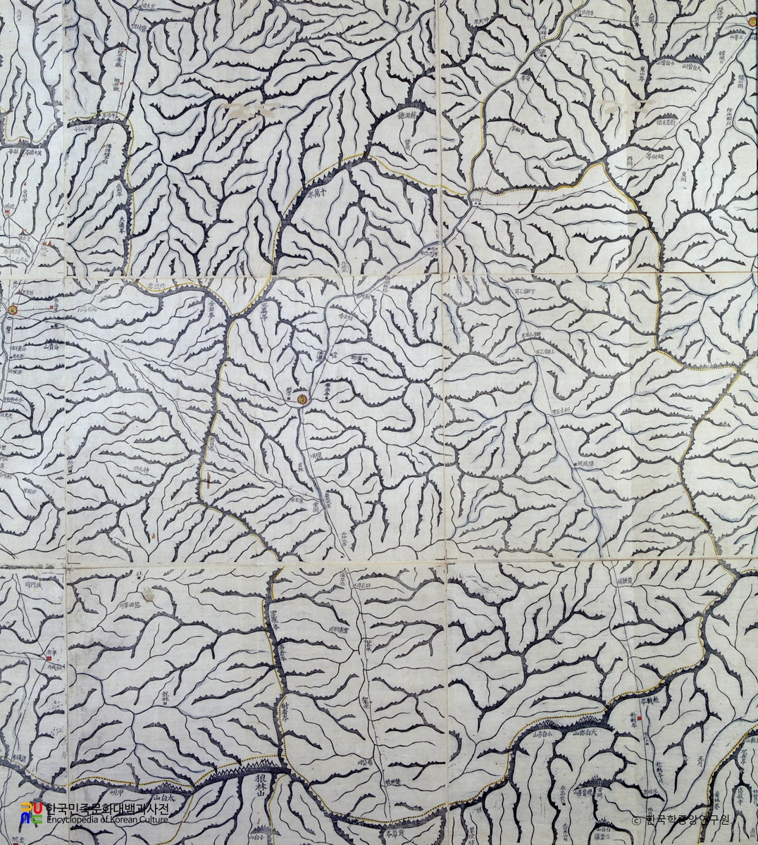 대동여지도 중 함경남도 장진 부분