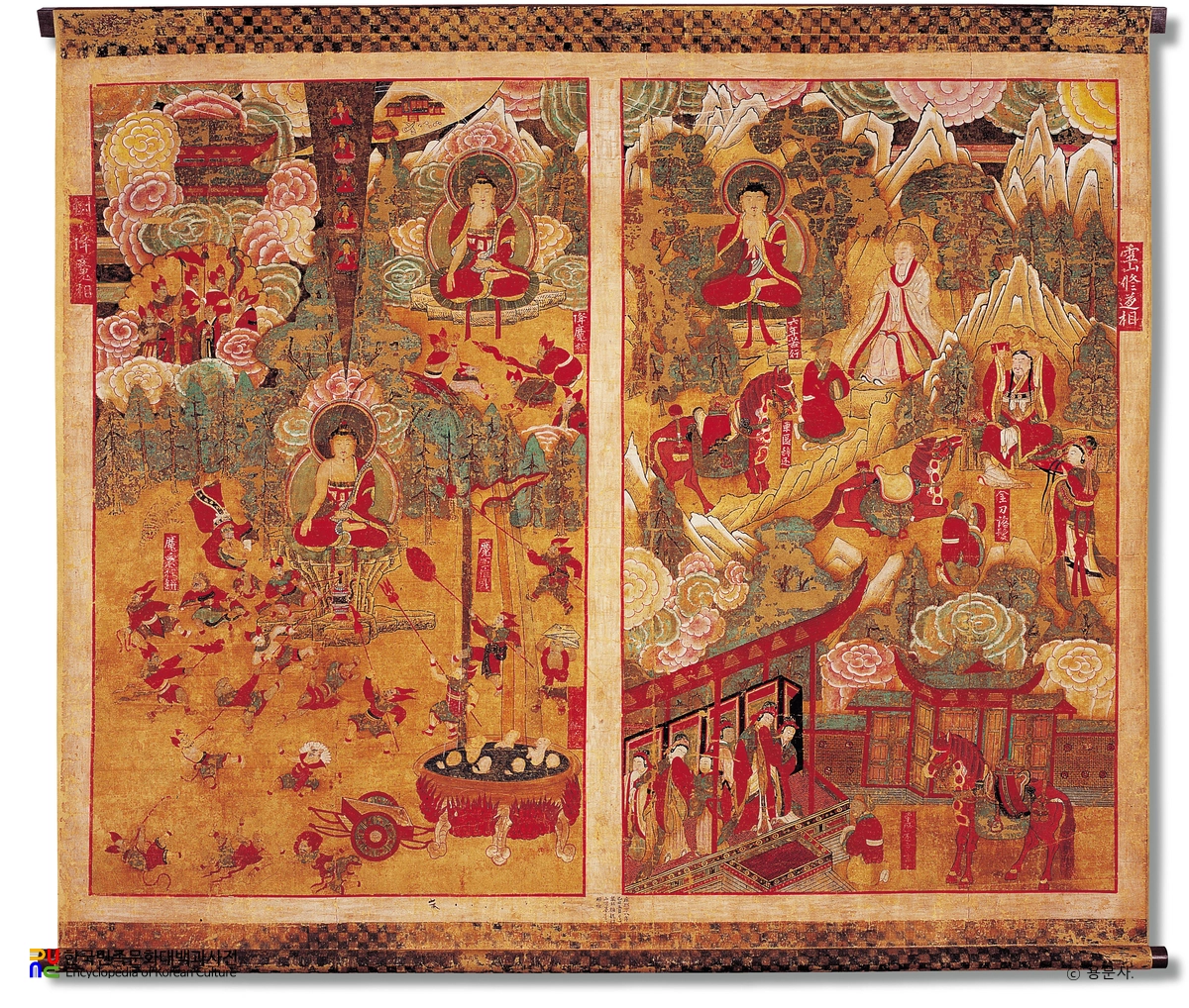 예천 용문사 팔상탱 중 제3폭 설산수도상과 수하항마상