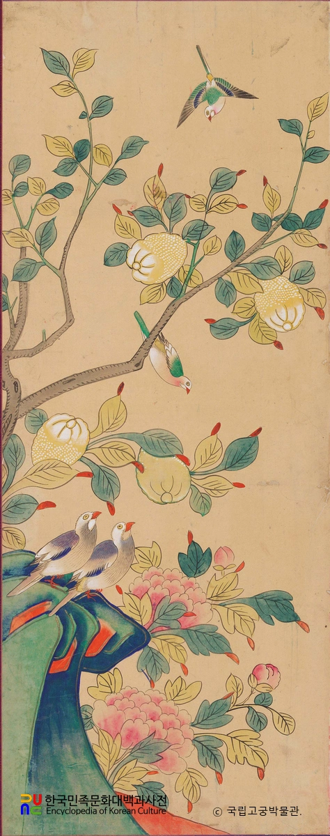 화조도 병풍 제1폭