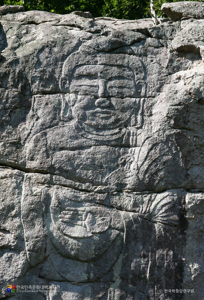 부여 홍산 상천리 마애불입상 부분