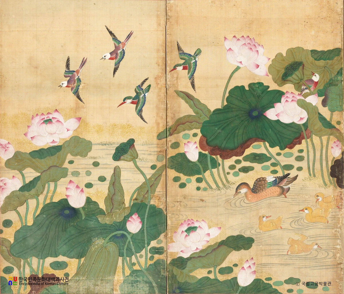 연지도 병풍 제1-제2폭