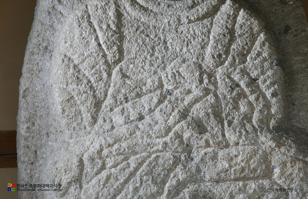 영암 망월사 석불좌상 부분