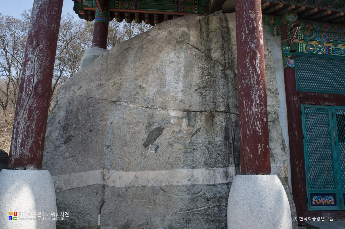 안성 굴암사 마애선각좌불상