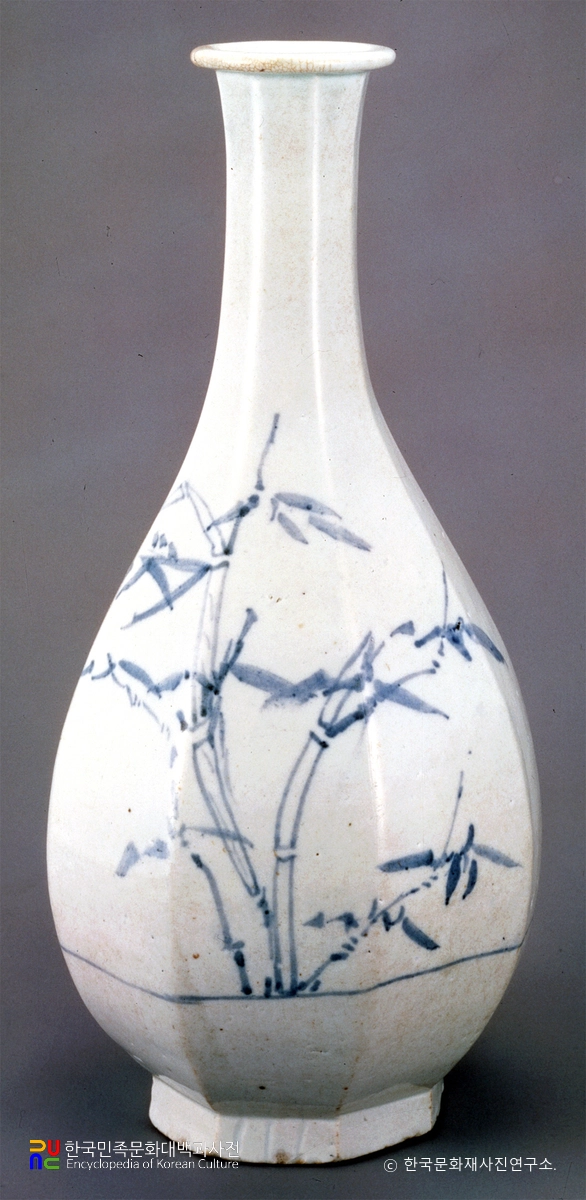 백자 청화죽문 각병