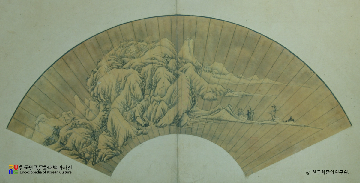 해남 윤씨 가전 고화첩 일괄 / 선면산수도